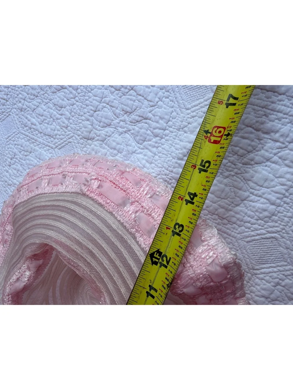 Vintage Pink and White Wide Brim Sun Hat with Ribbon Trim